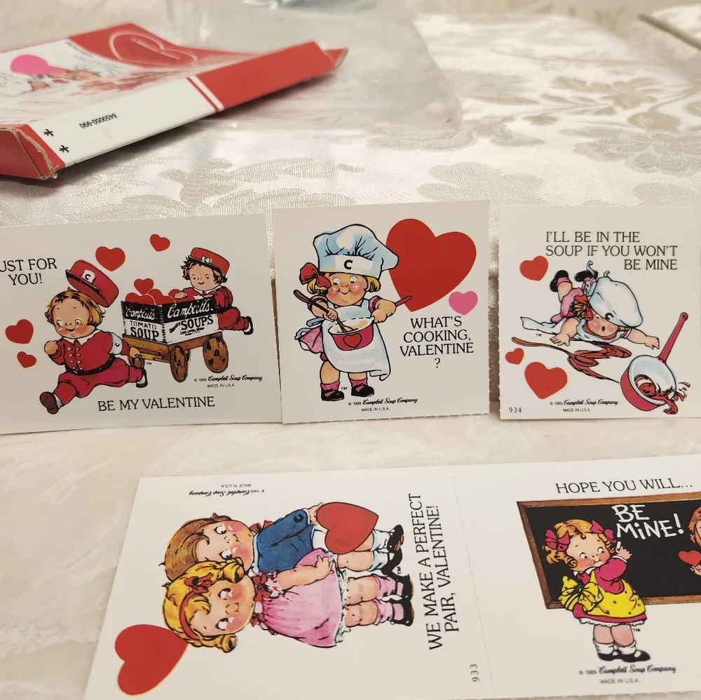Vintage 1989 Campbells Kids Valentines Lot Of 18 Valentines + 2 Extras On Box